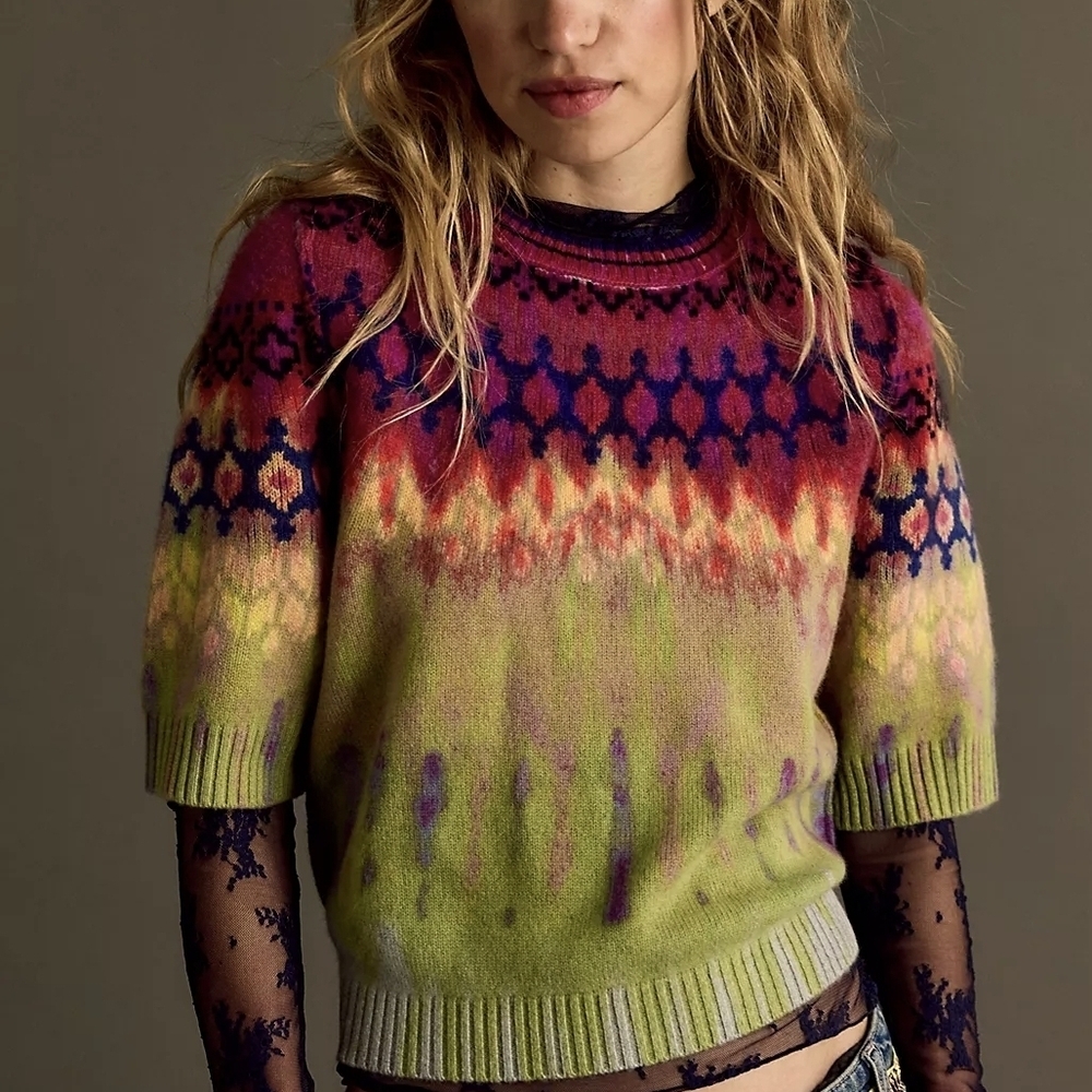 FP Movement by Free People Multicolor Crewneck Sweater in Pink, Green, Purple - Picture 1 of 10